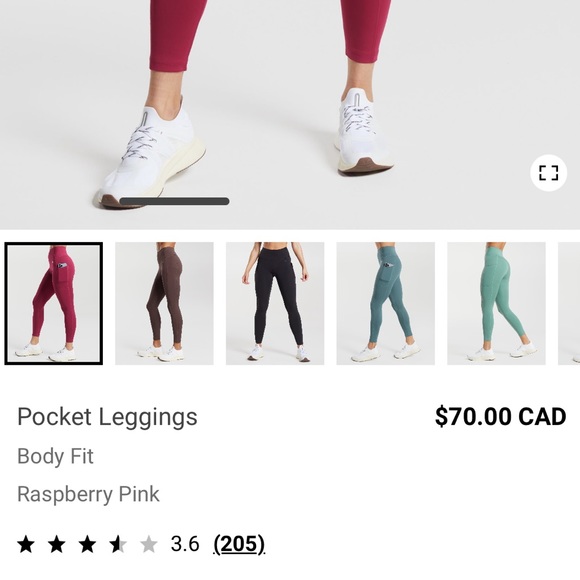 GYMSHARK Pocket Leggings (Raspberry Pink) - Picture 4 of 4